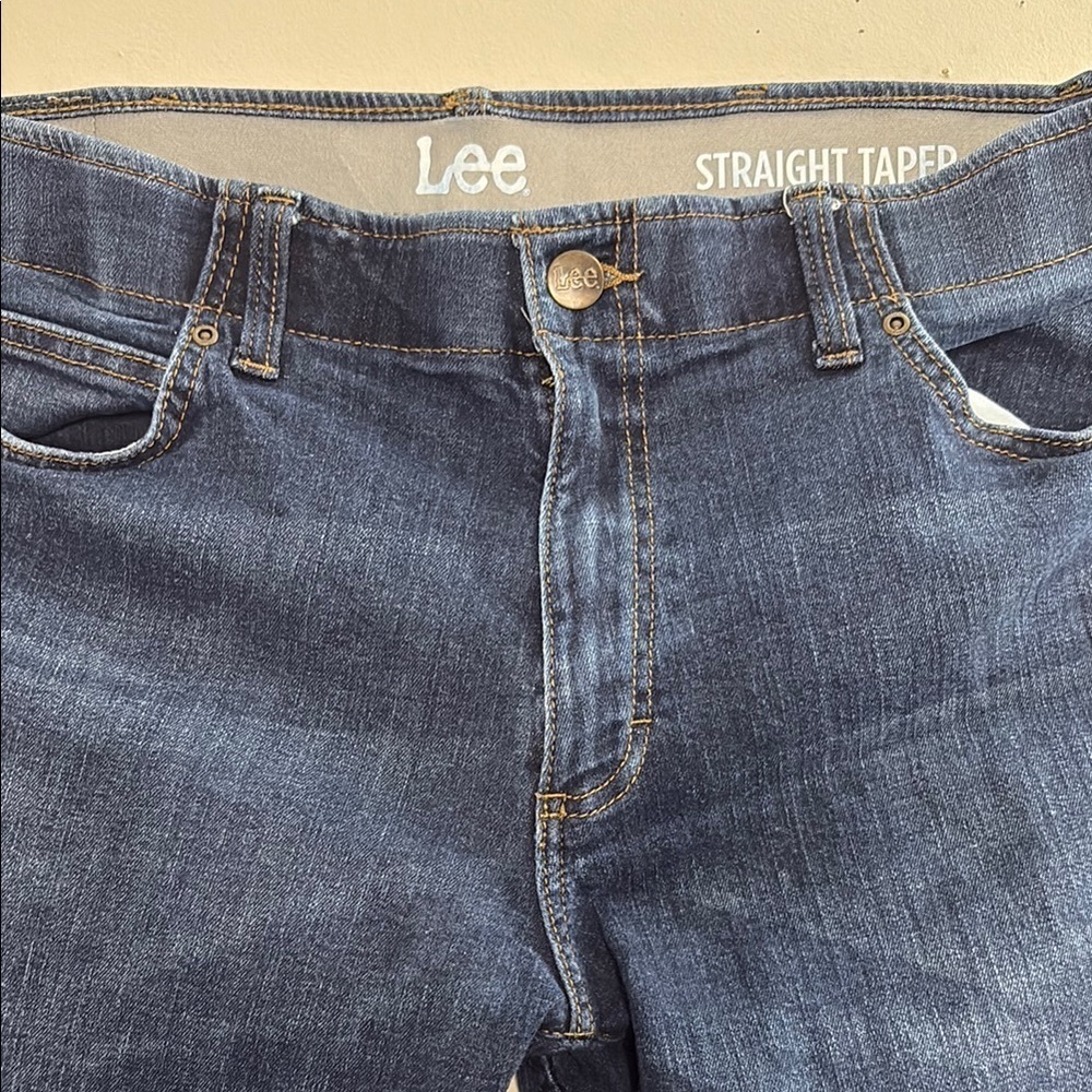 Lee Denim Straight Tapered Jeans in Classic Blue - Picture 2 of 10